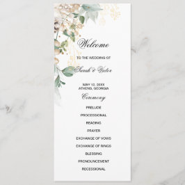 Winter Gold floral double side program card Programmakaart