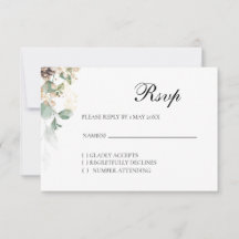 Winter Gold Floral RSVP kaart