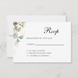 Winter Gold Floral RSVP kaart