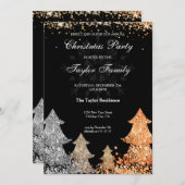 Winter Gold Glitter kerstboomfeest Kaart (Voorkant / Achterkant)