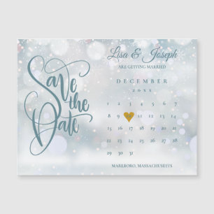 Winter Gold Heart Calendar Bewaar de datum