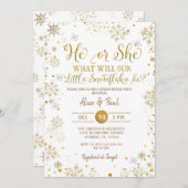Winter Gold Hij of zij Gender Reveal Party Kaart (Voorkant / Achterkant)