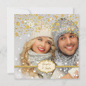Winter Gold Leaf Glitter Confetti Wedding Save The Date (Achterkant)
