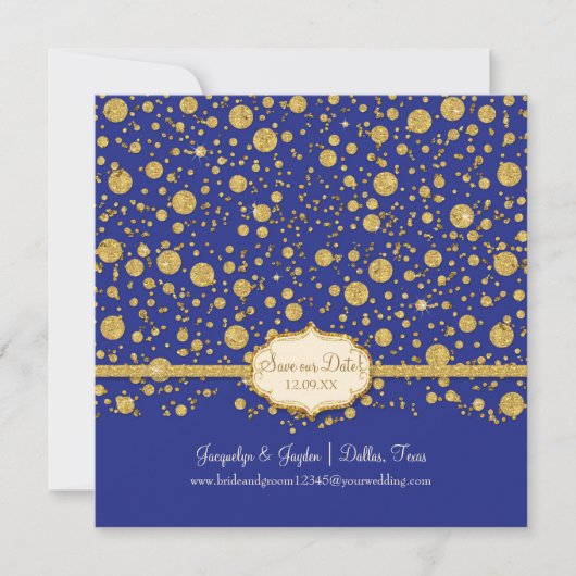 Winter Gold Leaf Glitter Confetti Wedding Save The Date (Voorkant)