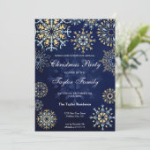 Winter Gold Navy Waterverf Sneeuwkerstfeest I Kaart (Staand voorkant)