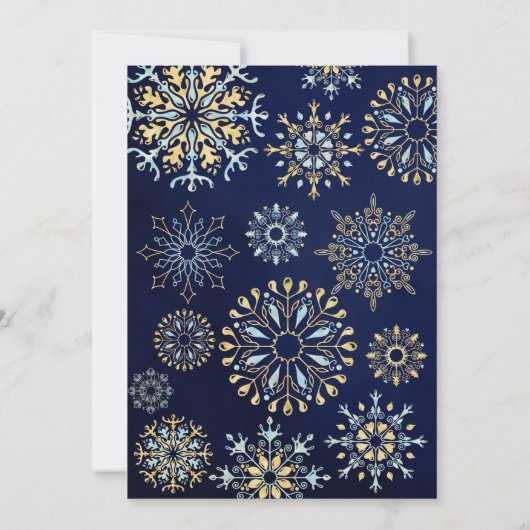 Winter Gold Navy Waterverf Sneeuwkerstfeest I Kaart (Achterkant)