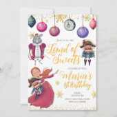 Winter Gold Nutcracker Birthday Invitation Kaart (Voorkant)