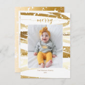 Winter Gold Swashes Merry Script Typografie Foto Briefkaart (Voorkant / Achterkant)