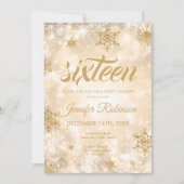Winter Gold Sweet 16 Glitter Sparkle Kaart (Voorkant)