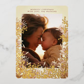 Winter Gold Waterverf kerstkleien Foto Folie Feestdagenkaart (Voorkant)