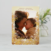 Winter Gold Waterverf kerstkleien Foto Folie Feestdagenkaart (Staand Voorkant)