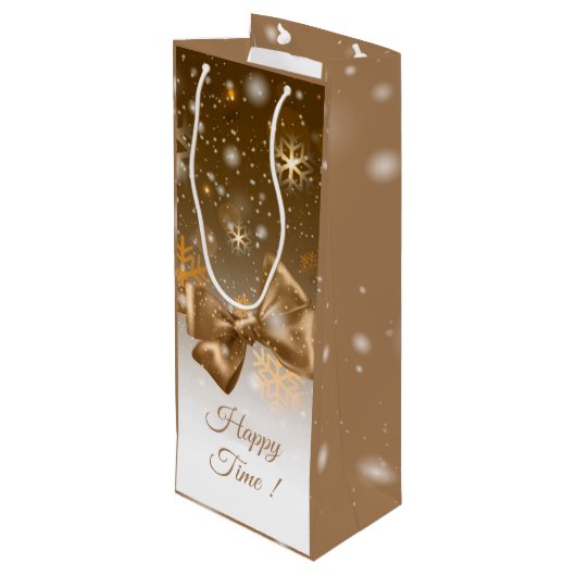 Winter Gold Wijn Cadeautas (Achterkant Gekanteld)