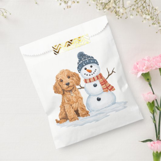 Winter Goldendoodle Dog Cute Snowman Bedankzakje (Gezegeld)
