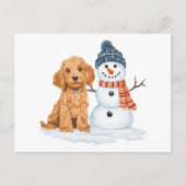 Winter Goldendoodle Dog Cute Snowman Briefkaart (Voorkant)