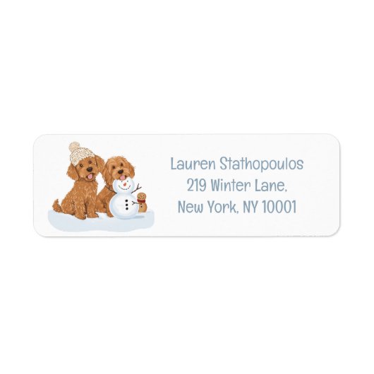 Winter Goldendoodle Dog Cute Snowman Etiket (Voorkant)