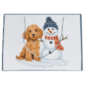 Winter Goldendoodle Dog Cute Snowman Groot Cadeauzakje (Voorkant)