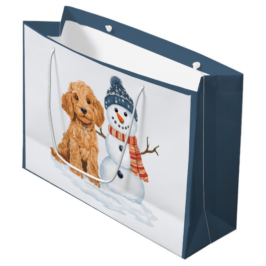 Winter Goldendoodle Dog Cute Snowman Groot Cadeauzakje (Voorkant Gekanteld)