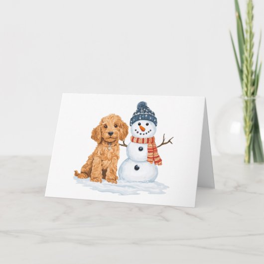 Winter Goldendoodle Dog Cute Snowman Kaart (Voorkant)
