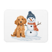 Winter Goldendoodle Dog Cute Snowman Magneet (Horizontaal)