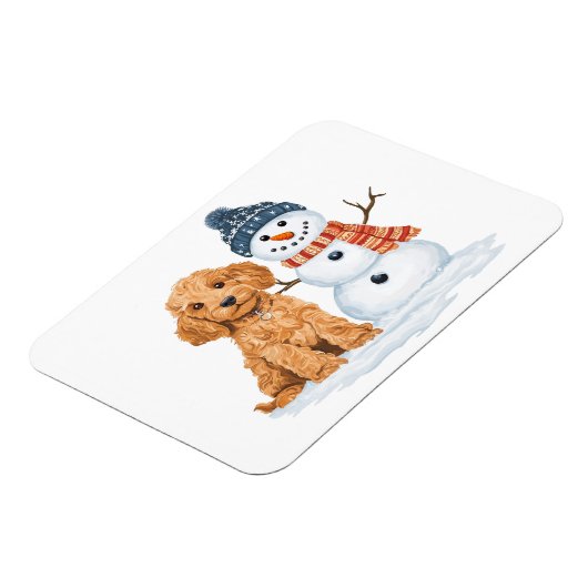 Winter Goldendoodle Dog Cute Snowman Magneet (Linkerzijde)