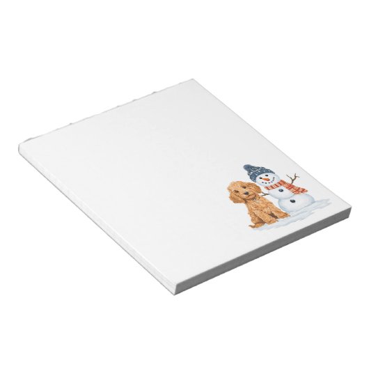 Winter Goldendoodle Dog Cute Snowman Notitieblok (Schuin)
