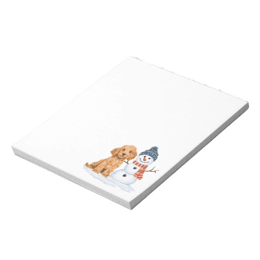 Winter Goldendoodle Dog Cute Snowman Notitieblok (Linkerzijde)