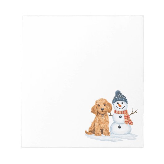 Winter Goldendoodle Dog Cute Snowman Notitieblok (Voorkant)
