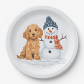 Winter Goldendoodle Dog Cute Snowman Papieren Bordje (Voorkant)