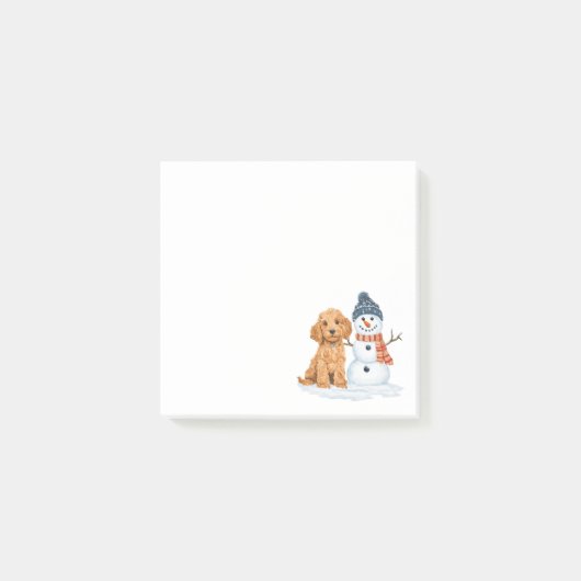 Winter Goldendoodle Dog Cute Snowman Post-it® Notes (Voorkant)