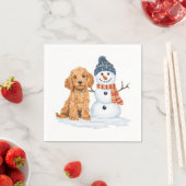 Winter Goldendoodle Dog Cute Snowman Servet (Insitu)