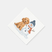 Winter Goldendoodle Dog Cute Snowman Servet (Hoek)