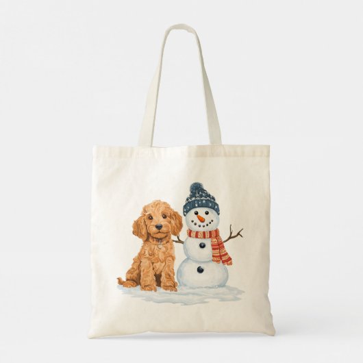 Winter Goldendoodle Dog Cute Snowman Tote Bag (Achterkant)