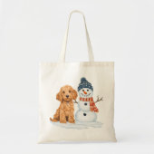 Winter Goldendoodle Dog Cute Snowman Tote Bag (Voorkant)