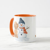 Winter Goldendoodle hond schattige sneeuwman Mok (Voorkant links)