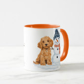 Winter Goldendoodle hond schattige sneeuwman Mok (Voorkant rechts)