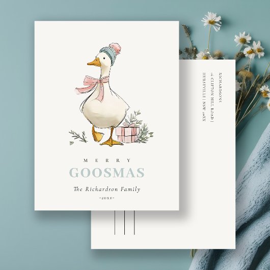 Winter Goose Christmas Funny Merry Goosmas  Briefkaart