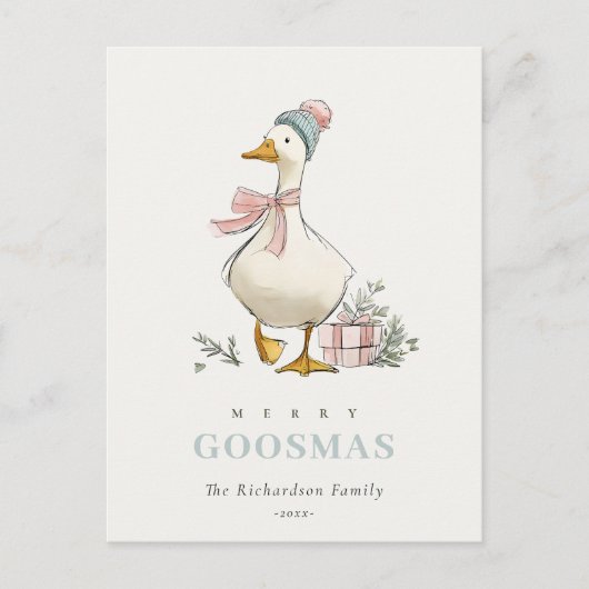 Winter Goose Christmas Funny Merry Goosmas  Briefkaart (Voorkant)