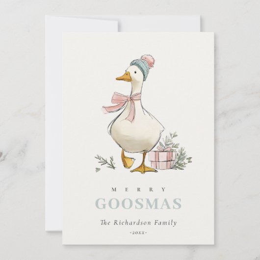 Winter Goose Christmas Funny Merry Goosmas  Feestdagenkaart (Voorkant)
