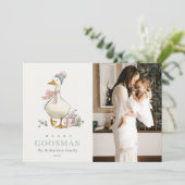 Winter Goose Christmas Funny Merry Goosmas Photo Feestdagenkaart (Staand voorkant)
