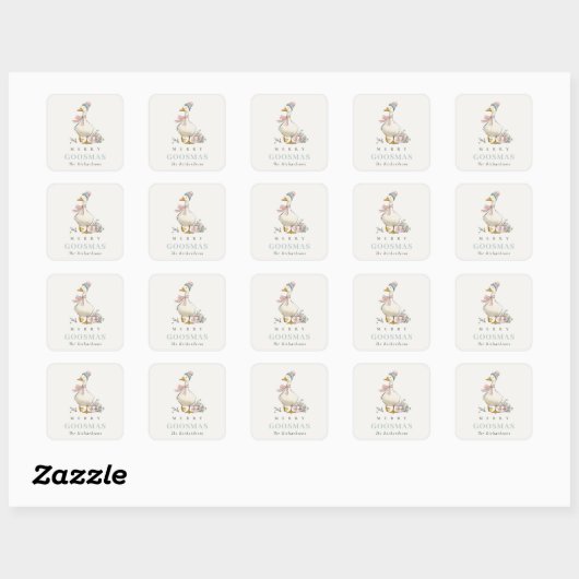 Winter Goose Christmas Funny Merry Goosmas Vierkante Sticker (Vel)
