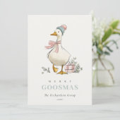 Winter Goose Christmas Goosmas Corporate Logo  Feestdagenkaart (Staand voorkant)