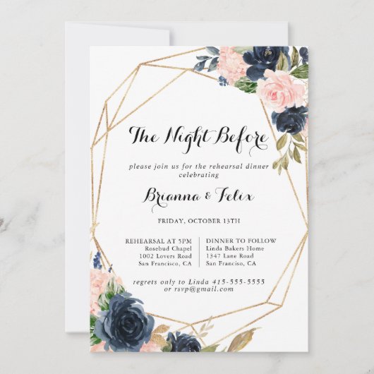 Winter Goud Bloemenavond voor repetitie diner Kaart (Voorkant)