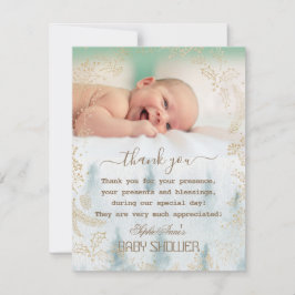 Winter Goud Lijst Bos Foto Baby shower Bedankkaart