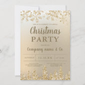 Winter goud sneeuw dennen metallic corporate kerst kaart (Voorkant)