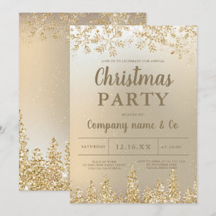 Winter goud sneeuw dennen metallic corporate kerst kaart