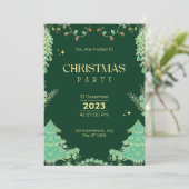 Winter goud sneeuw pijnboom groen Kerstmis Kaart (Staand voorkant)