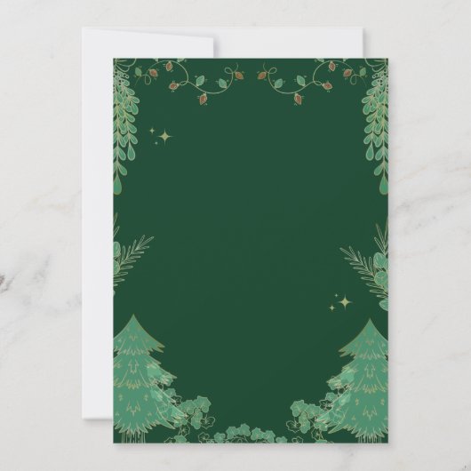 Winter goud sneeuw pijnboom groen Kerstmis Kaart (Achterkant)