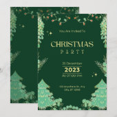 Winter goud sneeuw pijnboom groen Kerstmis Kaart (Voorkant / Achterkant)