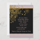 Winter Goud Zwart Roze Sneeuwvlokken Baby Meisje D Kaart (Achterkant)