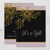 Winter Goud Zwart Roze Sneeuwvlokken Baby Meisje D Kaart (Voorkant / Achterkant)